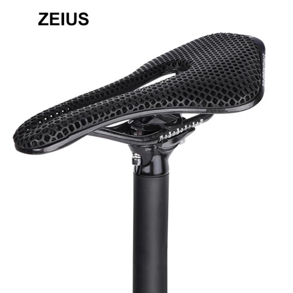 ZEIUS-sillín de bicicleta con estampado 3D de fibra de carbono/Nylon, ultraligero, hueco, transpirable, cómodo, piezas de asiento para ciclismo de montaña y carretera