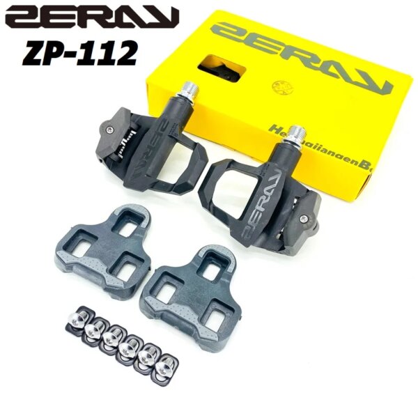 ZERAY ZP112 bicicleta de carretera Pedal ultraligero PA + pedales autoblocantes de fibra de carbono con zapatos de ciclismo juego de tacos Compatible con Pedal Keo