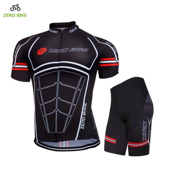 ZERO BIKE-Camiseta de ciclismo para hombre de alta calidad + pantalones cortos, ropa de bicicleta acolchada 3D de Gel transpirable de secado rápido, M-XXL negro