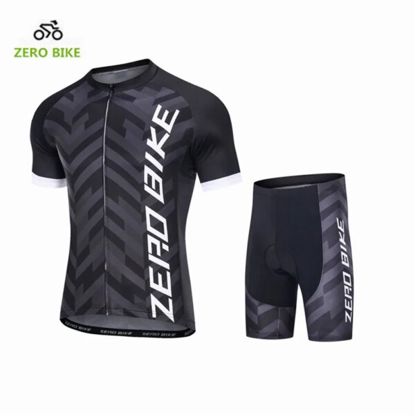 ZERO BIKE Hombre Ciclismo Jersey Conjunto Bicicleta Manga Corta Jersey Ciclismo 4D Gel Acolchado Ciclismo Pantalones Cortos M-XXL