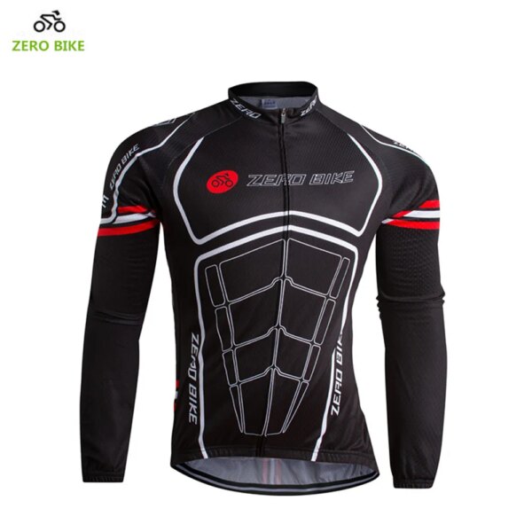 ZERO BIKE-Camiseta de ciclismo negra para hombre, ropa para deportes al aire libre, con cremallera completa, transpirable, M-XXL, primavera y otoño