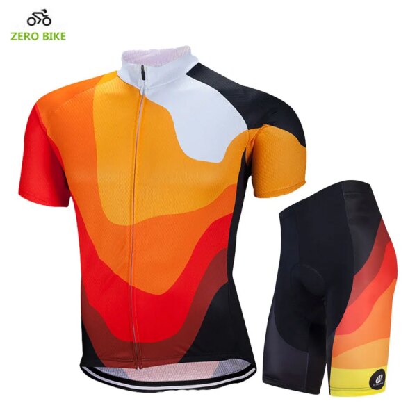 ZERO BIKE-Conjunto de Jersey de Ciclismo para hombre, pantalones cortos acolchados de Gel 4D + Jersey de manga corta, ropa de Ciclismo al aire libre