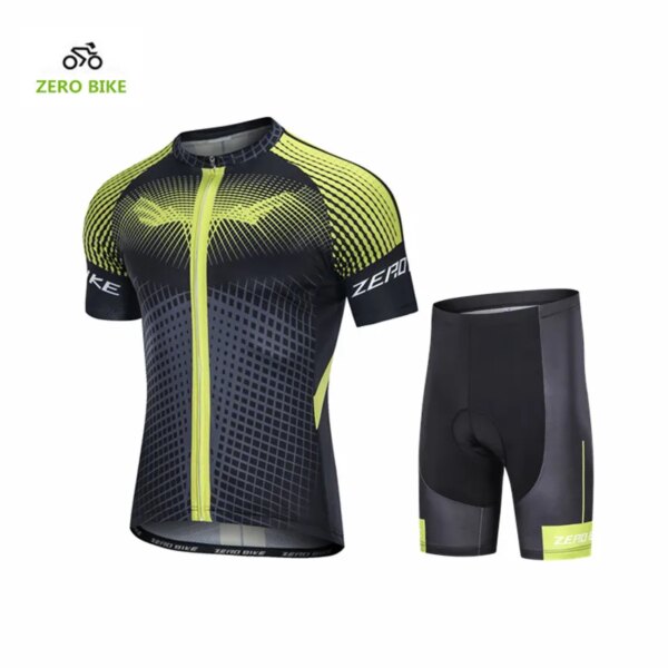 ZERO BIKE Camiseta de Ciclismo de Manga Corta para Hombre Ropa Transpirable para Deportes al Aire Libre Ropa de Bicicleta de montaña Camisa + Pantalones Negro