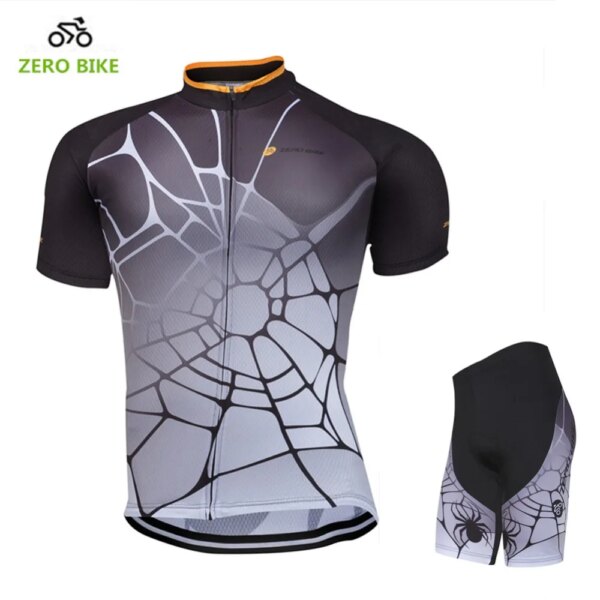 ZERO BIKE-Camiseta de ciclismo para hombre, 100% poliéster de secado rápido, manga corta para bicicleta de montaña + pantalones cortos de Gel acolchados 3D, verano