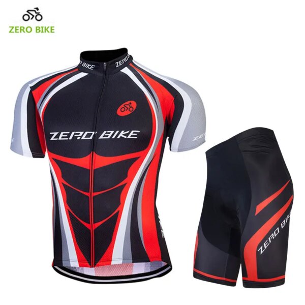 ZERO BIKE-Conjuntos de Ciclismo de secado rápido, ropa deportiva para bicicleta, Jersey de manga corta, pantalones cortos de Ciclismo, acolchado de Gel 4D, transpirable, verano