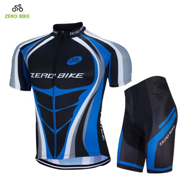 ZERO BIKE-Conjuntos de ciclismo de secado rápido para hombre, Jersey de bicicleta de manga corta + pantalones cortos, ropa de ciclismo acolchada de Gel 4D, verano