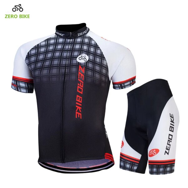 ZERO BIKE-ropa de Ciclismo de manga corta para verano, pantalones cortos transpirables con relleno de Gel 4D + Jersey de Ciclismo, M-XXL negro