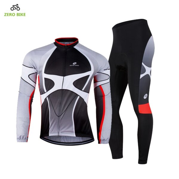 ZEROBIKE-ropa de ciclismo para hombre, Jersey de manga larga, chaqueta, pantalones acolchados 3D, ropa deportiva transpirable para primavera y otoño