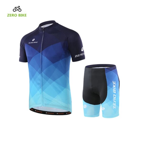 ZEROBIKE-Camiseta de ciclismo para hombre, 100% poliéster de secado rápido, manga corta para bicicleta de montaña + pantalones cortos de Gel acolchados 3D, verano