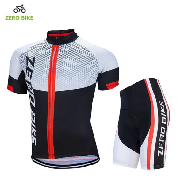 ZEROBIKE-Camiseta de Ciclismo de manga corta para hombre, pantalones cortos y acolchado de Gel 4D, ropa de Ciclismo a rayas, maillot de verano