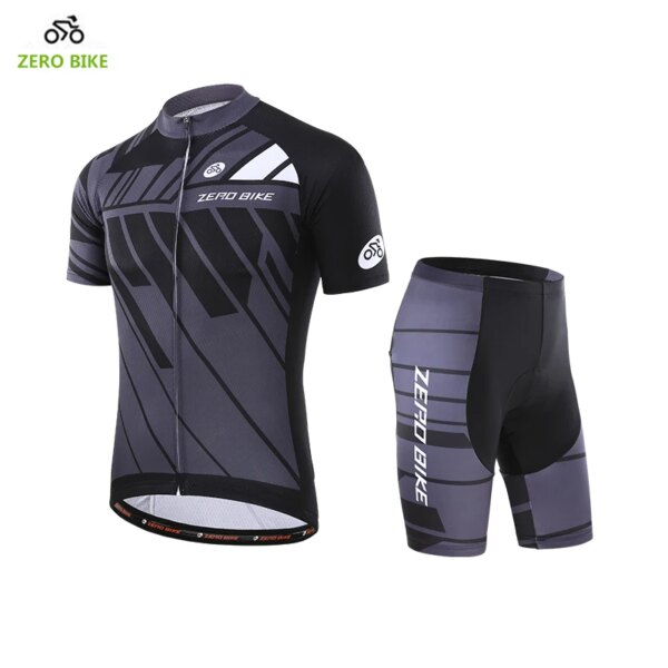 ZEROBIKE-Conjuntos de ciclismo de secado rápido para hombre, Jersey de bicicleta de manga corta + Pantalones cortos, ropa de ciclismo acolchada de Gel 4D, verano