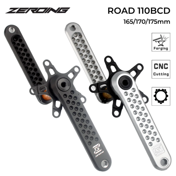 Platos y bielas de carretera ZEROING, plato de manivela hueca para bicicleta, 110BCD, Spider CNC, adecuado para piezas de bicicleta de 11/12 velocidades