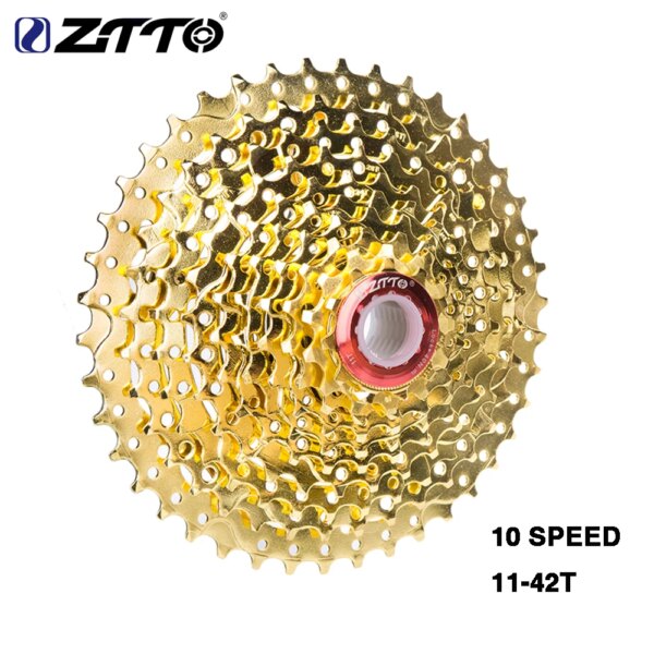 ZTTO 10S 11-42T Cassette dorado 10 velocidades rueda libre MTB bicicleta de montaña piñones dorados de acero para sistema de piezas