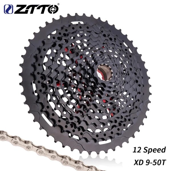 ZTTO 12 S 9T MTB 12 velocidades 9-50T XD Cassette de bicicleta de montaña de acero negro 12 velocidades piñón de cadena rueda libre