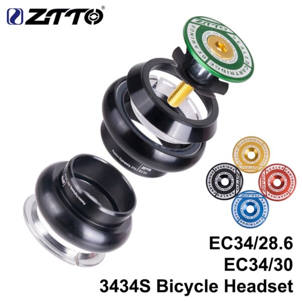 ZTTO 3434S MTB bicicleta de carretera auriculares para bicicleta 34mm EC34 CNC 1 1/8 28,6 tubo recto horquilla interna 34 auriculares sin rosca convencionales