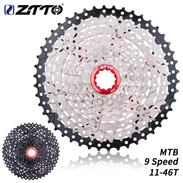 ZTTO-Cassette para bicicleta de montaña, 9 velocidades, 11-46T, piñones de relación amplia, 9 s k7, rueda libre de 9 velocidades