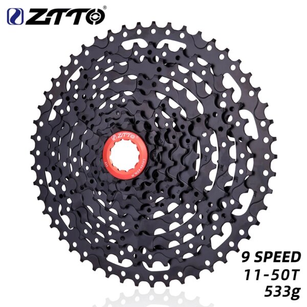 ZTTO Cassette de bicicleta de montaña de 9 velocidades 11-50T gran relación MTB 9 velocidades piñón de bicicleta 9 S rueda libre Compatible con M430 M4000 M590