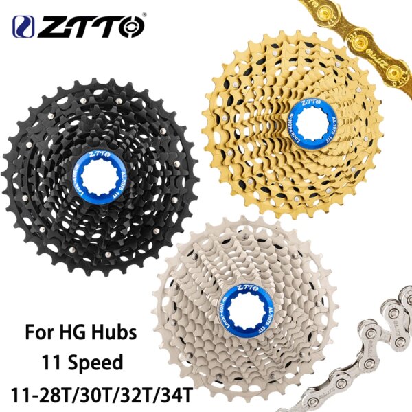 ZTTO-Cassette de bicicleta con piñón libre integrado, piñón dorado negro de 11 velocidades, 11S, 28/30/32/34T, piezas de especificación de estructura HG