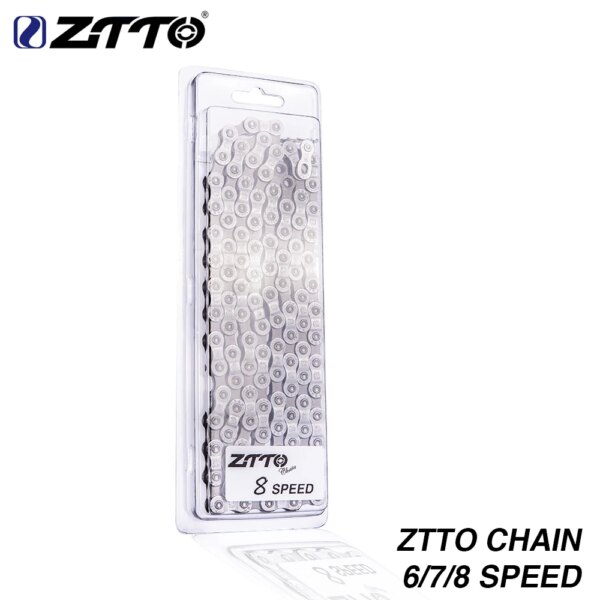 ZTTO MTB Cadena de 8 velocidades 8s bicicleta de montaña piezas de bicicleta de carretera cadena duradera de alta calidad 6 7 8 18 21 24 velocidades S para piezas sistema K7