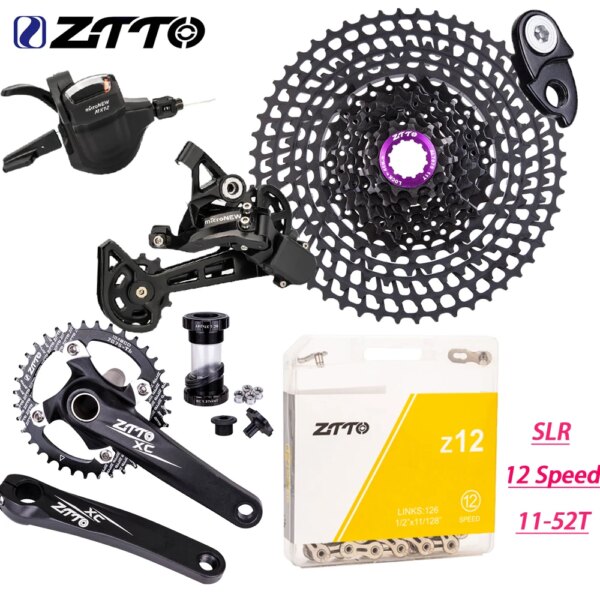 ZTTO-grupo de Cassette ULT para bicicleta de montaña, de 12 velocidades, 11-52T, desviador trasero de cambio 1x12, piñón de 12V, pieza de bicicleta, juego de manivela de cadena SLR 12 S