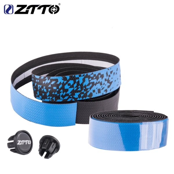 ZTTO-Cinta profesional para manillar de bicicleta de carretera, cinta de corcho EVA PU para manillar de bicicleta, envoltura suave antivibración con 2 enchufes de barra