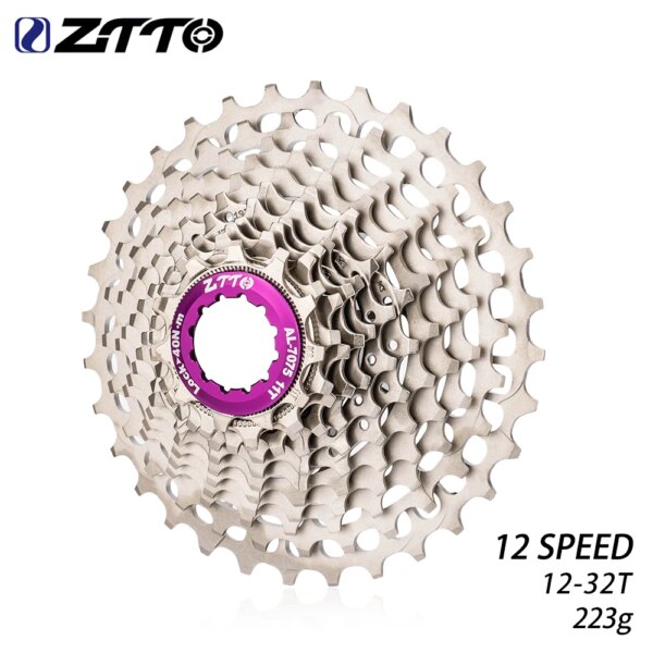 ZTTO bicicleta de carretera 12V ultraligero piñón de Cassette 12 velocidades 11-28T 32T SLR HG Compatible plata 12S K7 CNC rueda libre de bicicleta