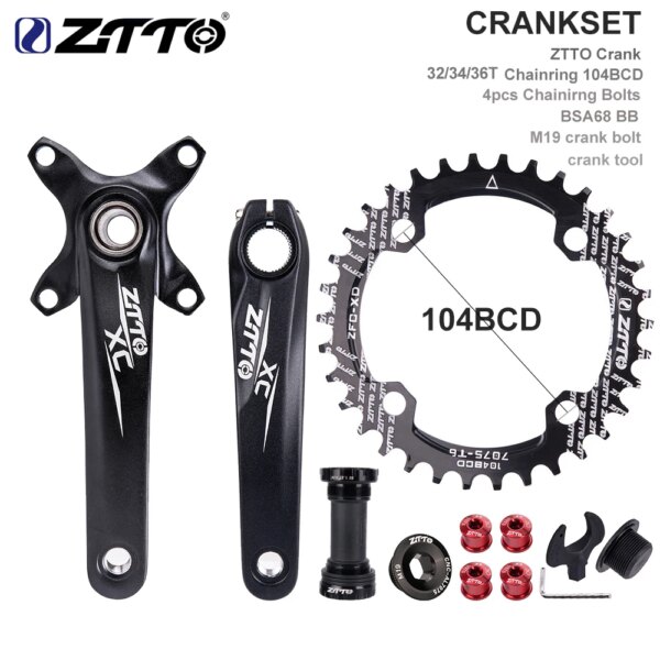 ZTTO ixf-platos y bielas para bicicleta de montaña BCD 104, manivela de 170mm, 1 sistema, plato único, estrecho y ancho para bicicleta de montaña 1*11 1*10