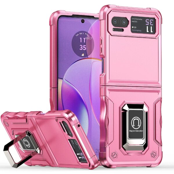 Funda de lujo para Motorola Moto Razr 40, soporte magnético para coche, armadura bonita a prueba de golpes, bordes suaves, funda dura para teléfono MotorolaMotoRazr40