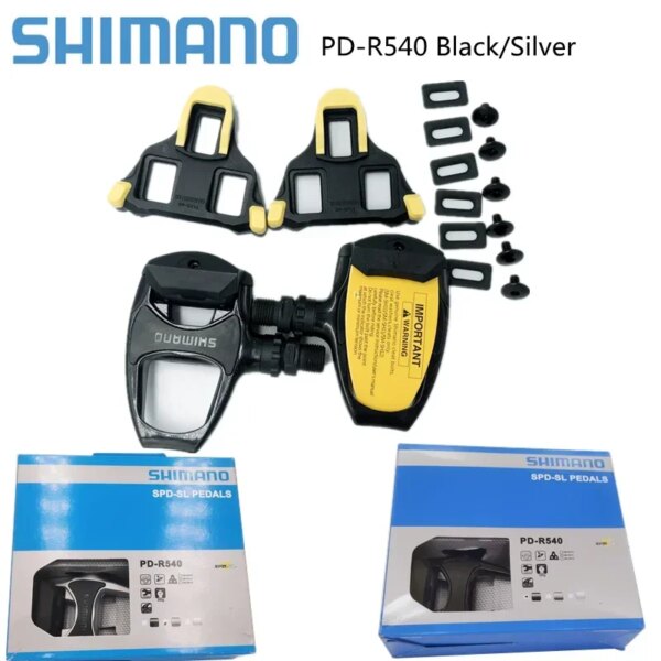 Pedales de bicicleta de carretera shimano PD-R540 pedales SPD autoblocantes con tacos de SM-SH11 pedales plateados y negros R540 pedales de ciclismo SM-SH12/SH10