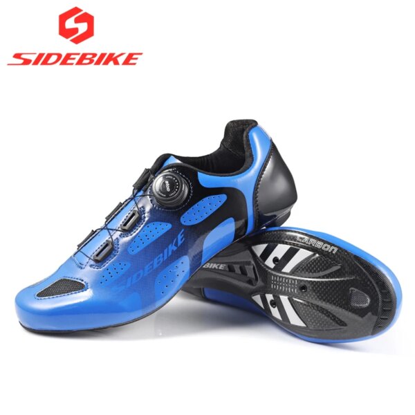 Sidebike-zapatos de ciclismo de carbono para hombre, zapatillas de bicicleta de carretera compatibles con ultraligeros de 430g