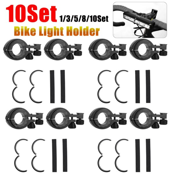 Juego de soporte frontal de luz para bicicleta, Base de lámpara práctica de aleación de aluminio, accesorios portátiles ligeros y seguros para ciclismo, 1-10 unidades