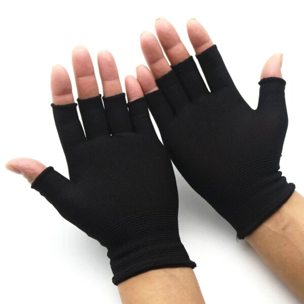 1 par de guantes negros de medio dedo sin dedos para mujeres y hombres guantes de algodón tejidos de lana guantes de entrenamiento cálidos de invierno