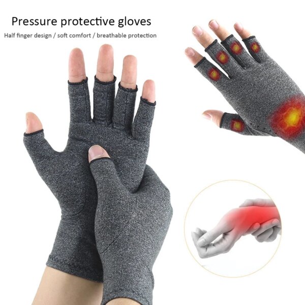 1 par de guantes de compresión para artritis pantalla táctil algodón dolor en las articulaciones alivio del dolor mujeres hombres terapia cálida pulsera de ciclismo