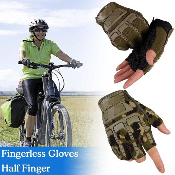 Guantes militares de medio dedo para hombre, guantes sin dedos antideslizantes, resistentes al desgaste, para entrenamiento de fuerzas especiales, 1 par