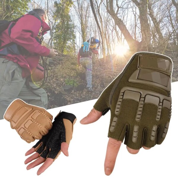 1 par de guantes militares de medio dedo para hombres, fuerzas al aire libre, guantes antideslizantes para entrenamiento de equitación, guantes especiales resistentes al desgaste A D5L1