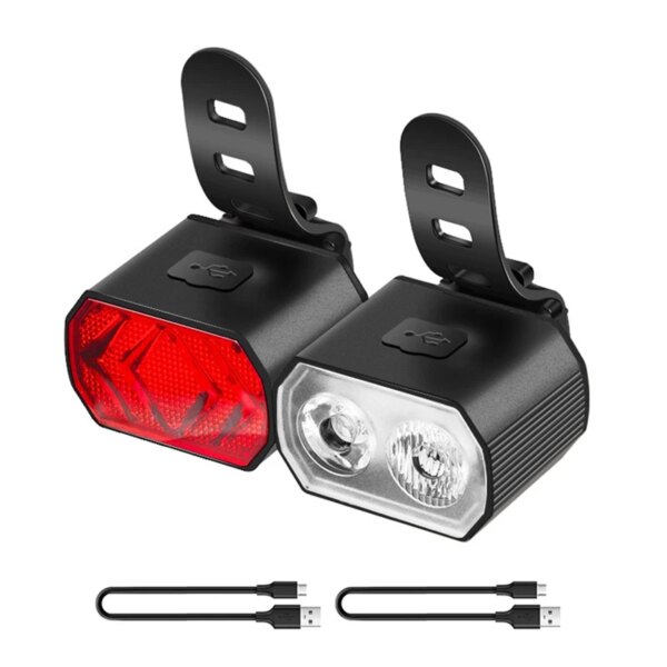 1 Juego de luces para bicicleta, faro para bicicleta de carretera, recargable por USB, luz delantera LED para bicicleta, luz delantera y trasera para bicicleta