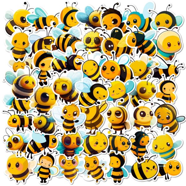 10/25/50 Uds pegatinas de dibujos animados de abeja Festival para DIY teléfono de guardería portátil casco de guitarra equipaje de viaje monopatín niños DIY