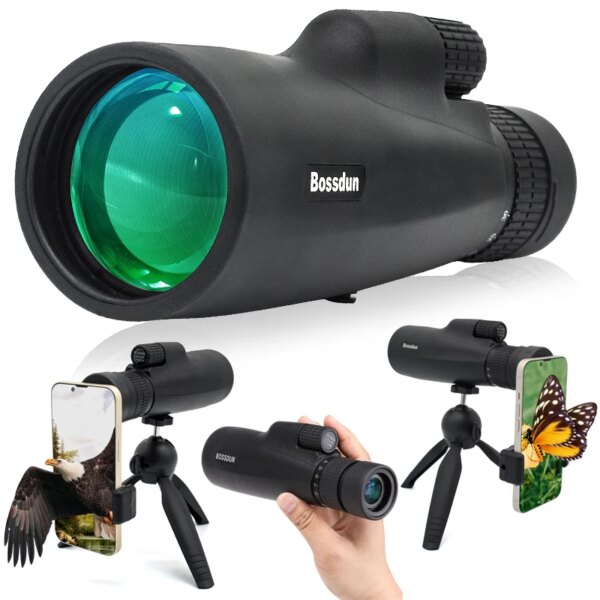 Telescopio Monocular con Zoom HD 10-30x50 para acampar, potente Largo Alcance con trípode, Clip para teléfono, binoculares para observar aves y cazar