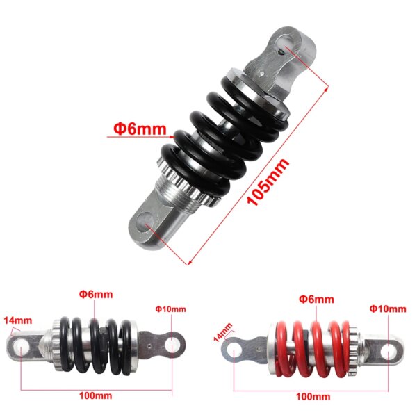 Resorte amortiguador trasero delantero de 100/105/110/125mm para bicicleta eléctrica Scooter, amortiguadores traseros de resorte de bicicleta eléctrica Universal