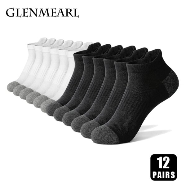 12 pares de calcetines para hombre, calcetines cortos de algodón informales de malla hasta el tobillo, calcetines deportivos transpirables de verano, calcetines suaves para ciclismo para hombre y mujer