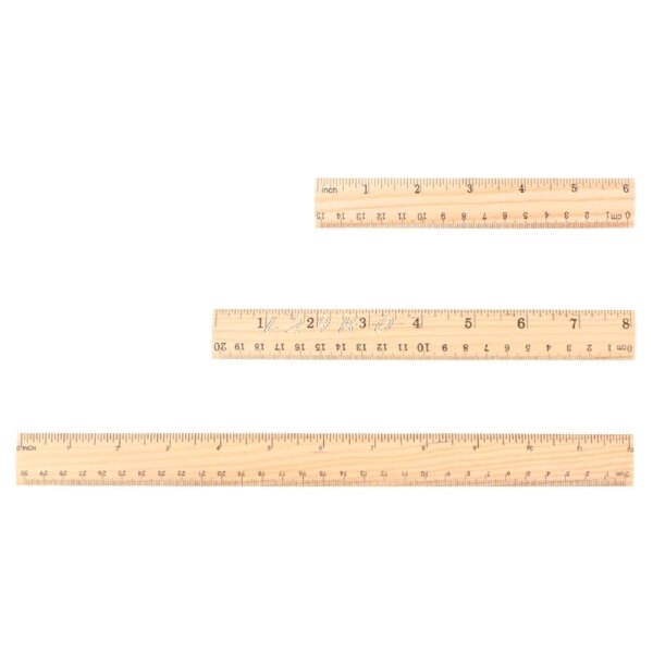 Regla de madera de 15cm, 20cm y 30cm, doble cara, para estudiantes, escuela, oficina, medición, papelería, accesorios escolares