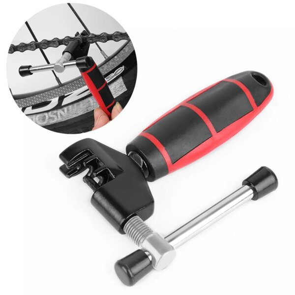 Herramienta portátil para quitar cadena de bicicleta, eliminador de eslabones de cadena de acero, rojo, herramienta de reparación de bicicletas, divisor de cadena de bicicleta de montaña roja