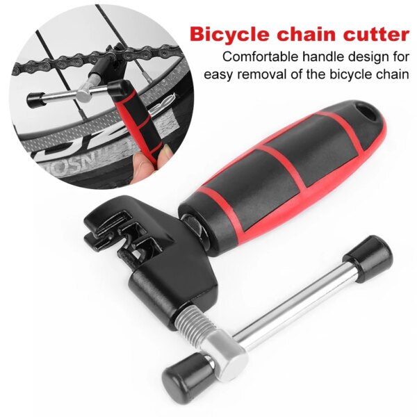 Separador de cadena de bicicleta de montaña, herramienta portátil roja para quitar cadena de bicicleta, desencadenador de acero portátil, herramienta de reparación de bicicletas