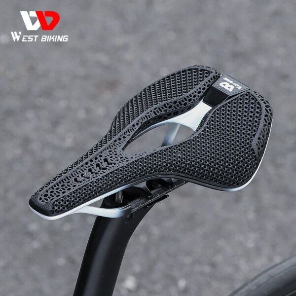 WEST BIKING-Asiento de bicicleta de carretera con estampado 3D, sillín de velocidad de carbono T800, ligero, de punta corta, piezas de bicicleta de carreras de alta gama