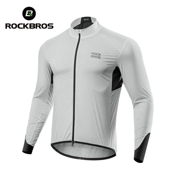 Chaquetas de ciclismo ligeras ROCKBROS cortavientos para bicicleta a prueba de viento chaqueta reflectante transpirable para correr abrigo para hombre con cremallera YKK