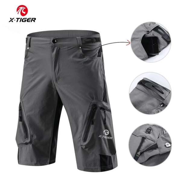 Pantalones cortos X-TIGER para bicicleta de montaña, multibolsillos, transpirables, sueltos, para montar en carretera, MTB, deportes al aire libre, pantalones de ciclismo impermeables