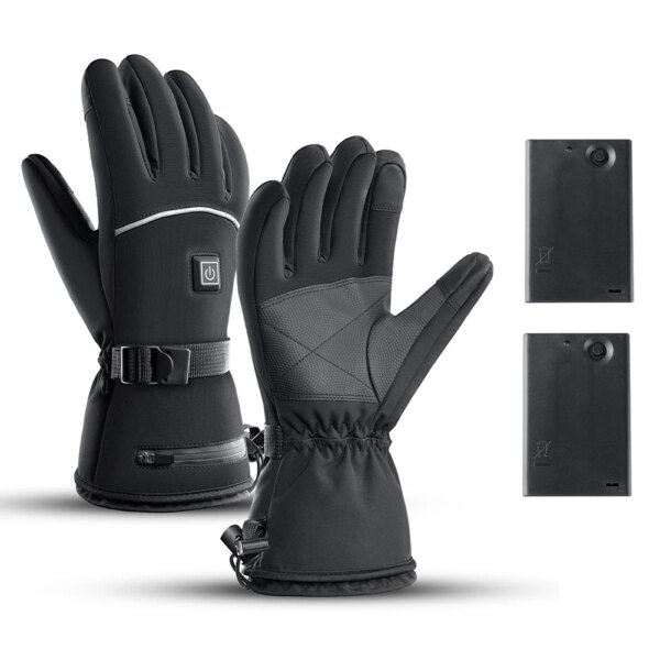 Guantes calefactables con pantalla táctil, guantes calefactables eléctricos con batería, resistentes al agua, temperatura de 3 velocidades para escalada, senderismo y ciclismo