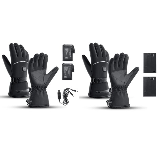 Guantes calefactables con pantalla táctil, guantes calefactables eléctricos con batería, resistentes al agua, temperatura de 3 velocidades para escalada, senderismo y ciclismo