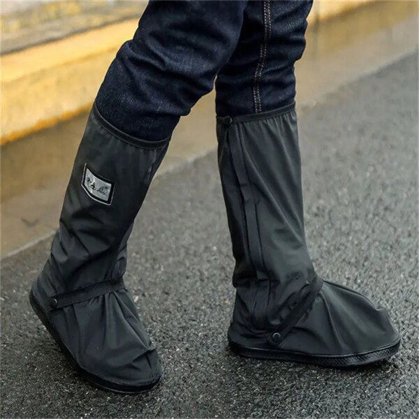 Cubierta de zapatos reutilizable a prueba de lluvia, impermeable, para motocicleta, ciclismo, bicicleta, zapatos botas para la lluvia gruesas, cubiertas a prueba de lluvia, negro, creativo