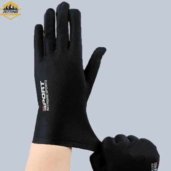 1 par de guantes de verano para hombre, guantes de seda helada para conducir, guantes de pesca, guantes transpirables para ciclismo y senderismo, guantes con dedos completos